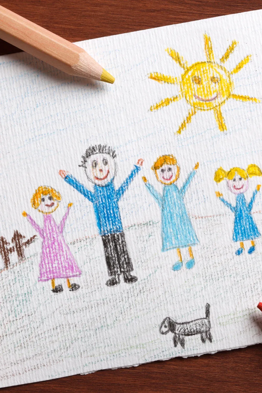 US visa for visiting family and friends — a child's drawing of their family