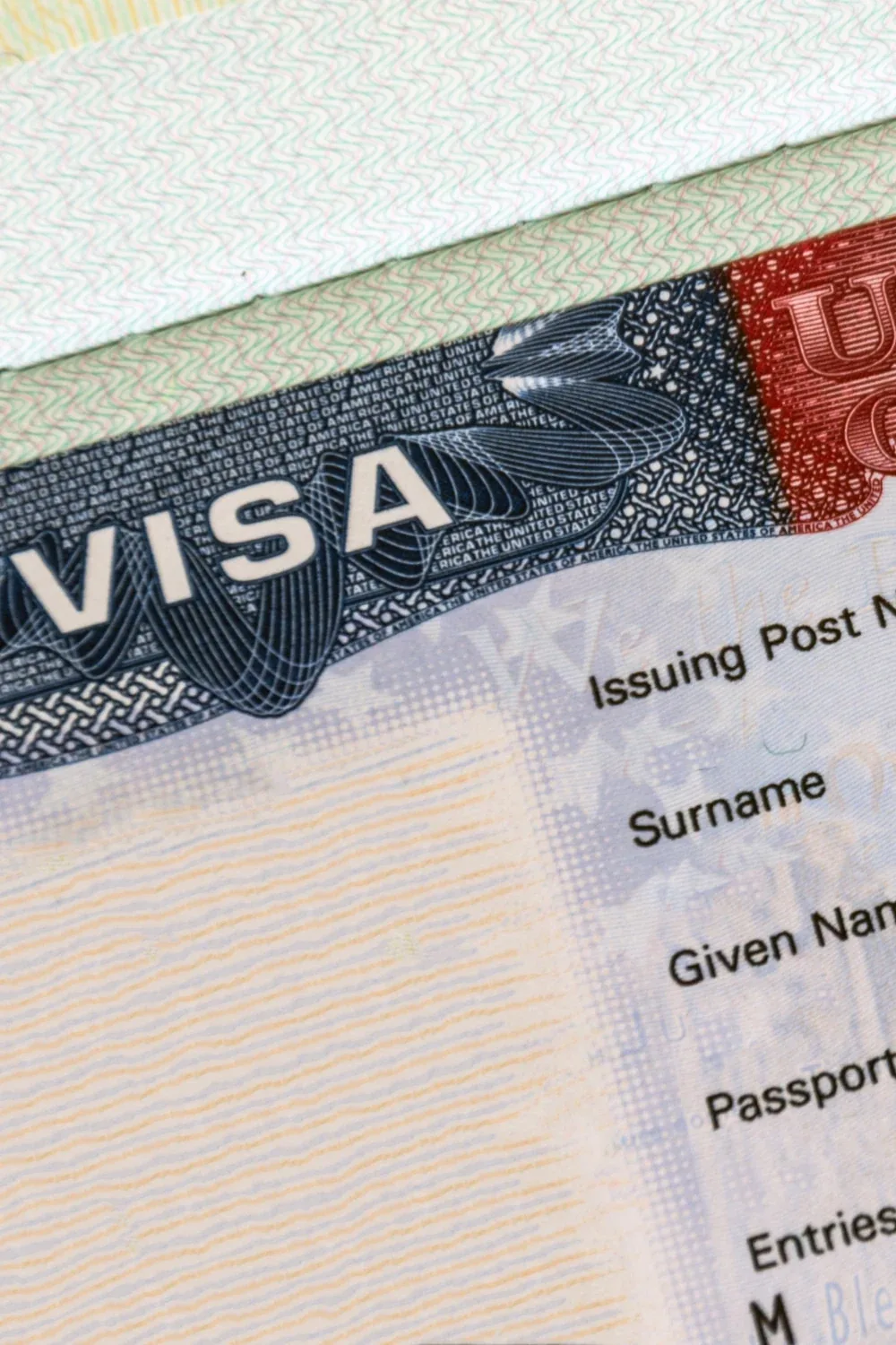 B1/B2 Tourist & Business Visa application — passport and US visa label